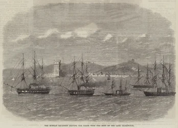 The Russian Squadron leaving the Tagus with the Body of the late Czarewitch